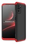 Mutcase - Xiaomi Uyumlu Poco M5s - Kılıf 3 Parçalı Parmak İzi Yapmayan Sert Ays Kapak - Siyah-kırmızı