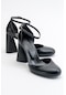 Luvishoes Oslo Siyah Cilt Kadın Topuklu Ayakkabı
