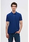 Ds Damat Regular Fit Saks Mavi Pike Dokulu %100 Pamuk Kıvrılmaz Polo Yaka Nakışlı T-shirt 4HC14ORT51000 Saks Mavi