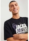 Jack & Jones Erkek Jcomap Baskı Detaylı Bisiklet Yaka T-shirt 12252376 Siyah