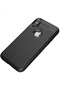 Noktaks - iPhone Uyumlu Xs Max 6.5 - Kılıf Deri Görünümlü Auto Focus Karbon Niss Silikon Kapak - Siyah