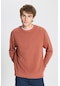 AC&Co / Altınyıldız Classics Standart Fit Normal Kesim Bisiklet Yaka Erkek Sweatshirt Açık Kahverengi