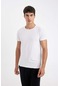 DeFacto Slim Fit Dar Kesim Bisiklet Yaka Kısa Kollu Pijama Üstü L4885AZ24WNWT34