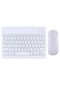 Huawei Mediapad T5 10.1" Uyumlu Kablosuz Bluetooth Şarj Edilebilir Mini Q Klavye Mouse Seti - Beyaz