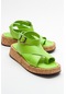Luvishoes Sary Yeşil Kadın Sandalet