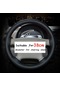 Siyah - Kırmızı 38 Cm Üst Hakiki Deri Direksiyon Kapağı Nefes Alabilir Tasarım/otomatik Direksiyon Simidi Örgüsü Kılıf Fit Araba, Seçenekler: With Holes
