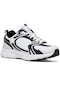 Tonny Black Unisex Beyaz Siyah Cilt Faylon Taban Bağcıklı Spor Ayakkabı