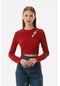 Fullamoda Fitilli Omzu Halka Detaylı Crop Bluz- Kırmızı 24KGB7220195916-Kırmızı
