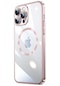 iPhone Uyumlu 14 Pro Kılıf Wireless Şarj Özellikli Sert Pc Lopard Riksos Magsafe Kapak - Rose Gold