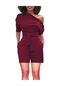 Kadın Moda Çapraz Omuz Yüksek Bel Mikro-elastik Tulum Şarap Kırmızısı
