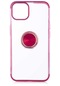 Noktaks - iPhone Uyumlu 13 - Kılıf Yüzüklü Kenarları Renkli Arkası Şeffaf Gess Silikon - Kırmızı