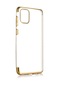 Noktaks - Samsung Galaxy Uyumlu A31 - Kılıf Dört Köşesi Renkli Arkası Şefaf Lazer Silikon Kapak - Gold