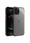 Noktaks - iPhone Uyumlu 12 Pro Max - Kılıf Kenarları Tırtıklı Renkli Düğmeli Kaff Kapak - Siyah