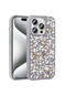 Mutcase - İphone Uyumlu İphone 15 Pro Max - Kılıf Parlak Parıltılı Taşlı Şık Linea Kapak - Gümüş