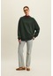 Oversıze Basıc Sweatshırt Yeşil Yeşil
