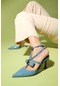 Luvishoes Grado Mavi Rugan Kadın Topuklu Ayakkabı