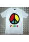 Peace Baskılı T-shirt Beyaz