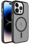 iPhone Uyumlu 13 Pro Max Kılıf Mat Arka Yüzey Wireless Şarj Özellikli Lopard Flet Magsafe Kapak - Siyah