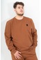 Maraton Sportswear Büyük Beden Erkek Bisiklet Yaka Takma Kol Basic Taba Sweatshirt 22370-taba