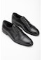 Hakiki Doğal Deri Zımbalı Parçalı Siyah Erkek Klasik Ayakkabı-2858-siyah