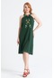 Kolsuz Şile Bezi Nalan Nakışlı Kısa Elbise Yeşil