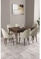 Milas Barok Desen 80x132 Mdf Açılabilir Mutfak Masası Takımı 6 Adet Sandalye Krem