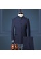 Mengtuo Erkek İnce Mao Takım Elbise 3 Parçalı Takım - Koyu Mavi