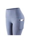 Mavi Yoga Tayt Egzersiz Yüksek Belli Mat Fırçalanmış Cepler Slim Fit Spor Kadın Spor Giyim Pantolon Pantolon Düz Renk