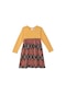 Lovetti Kavun Sarı Kız Çocuk Kilim Desen Uzun Kol Elbise 7910H006