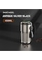 410/450Ml Paslanmaz Çelik Kahve Şişesi Kadın Basit Termos Bardak Erkek Taşınabilir Beraberindeki Soğuk Su Hediye Pot-410Ml Silverblack