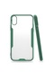 Tecno-iphone Uyumlu İphone X - Kılıf Kenarı Renkli Arkası Şeffaf Parfe Kapak - Koyu Yeşil
