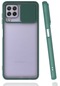 Samsung Galaxy M22 Kılıf Lopard Slayt Sürgülü Kamera Korumalı Renkli Silikon Kapak - Koyu Yeşil