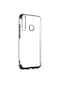 Tecno - Huawei Y6p - Kılıf Dört Köşesi Renkli Arkası Şefaf Lazer Silikon Kapak - Siyah