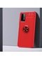 Noktaks - Xiaomi Uyumlu Xiaomi Redmi Note 9 4g - Kılıf Yüzüklü Auto Focus Ravel Karbon Silikon Kapak - Kırmızı
