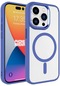 Mutcase - İphone Uyumlu İphone 15 Pro - Kılıf Sert Kablosuz Şarj Destekli Krom Magsafe Kapak - Mavi