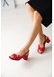 Ribbo Kırmızı Saten Fiyonklu 6cm Topuklu Sandalet