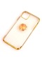 Kilifone - İphone Uyumlu İphone 11 Pro Max - Kılıf Yüzüklü Kenarları Renkli Arkası Şeffaf Gess Silikon - Gold
