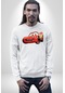 Şimşek Mcqueen Arabalar Unisex Beyaz Sweatshirt Beyaz