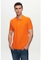 Ds Damat Regular Fit Turuncu Pike Dokulu %100 Pamuk Kıvrılmaz Polo Yaka Nakışlı T-shirt 4HC14ORT51000_T01 Turuncu