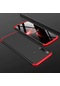 Noktaks - Samsung Galaxy Uyumlu Galaxy A20s - Kılıf 3 Parçalı Parmak İzi Yapmayan Sert Ays Kapak - Siyah-kırmızı