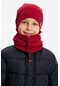 Bordo Erkek Bebek Çocuk Trend Style Şapka Bere Boyunluk Takım Rahat %100 Pamuklu Kaşkorse -7203-Bordo