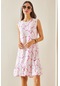 Pembe Çiçek Desenli Kalın Askılı Midi Elbise 5yxk6-48420-20