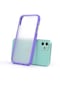 Mutcase - İphone Uyumlu İphone 11 - Kılıf Arkası Mat Buzlu Kenarı Renkli Düğmeli Fri Silikon - Mor
