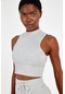 Maraton Sportswear Slimfit Kadın Bisiklet Yaka Kolsuz Basic Gri Melanj Bra 18364-Gri Melanj