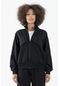 Maraton Sportswear Oversize Kadın Dik Yaka Uzun Kol Basic Siyah Tracktop 22176-siyah Siyah