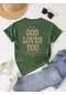 Good Loves You Baskılı Unisex Oversize Tshirt Yeşil