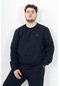 Maraton Sportswear Büyük Beden Erkek Bisiklet Yaka Takma Kol Basic Lacivert Sweatshirt 22370-lacivert