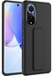 Noktaks - Huawei Honor 50 Uyumlu - Kılıf Mat Koruyucu El Tutacaklı Stand Olabilen Qstand Kapak - Siyah