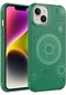 iPhone Uyumlu 14 Plus Kılıf Lopard Wireless Şarj Özellikli Desenli Hot Kapak - Koyu Yeşil
