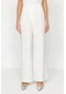 Kadın Yeni Moda Geniş Paça Uzun Boy Dokuma Yüksek Bel Wide Leg Geniş Paça Pantolon Ekru
